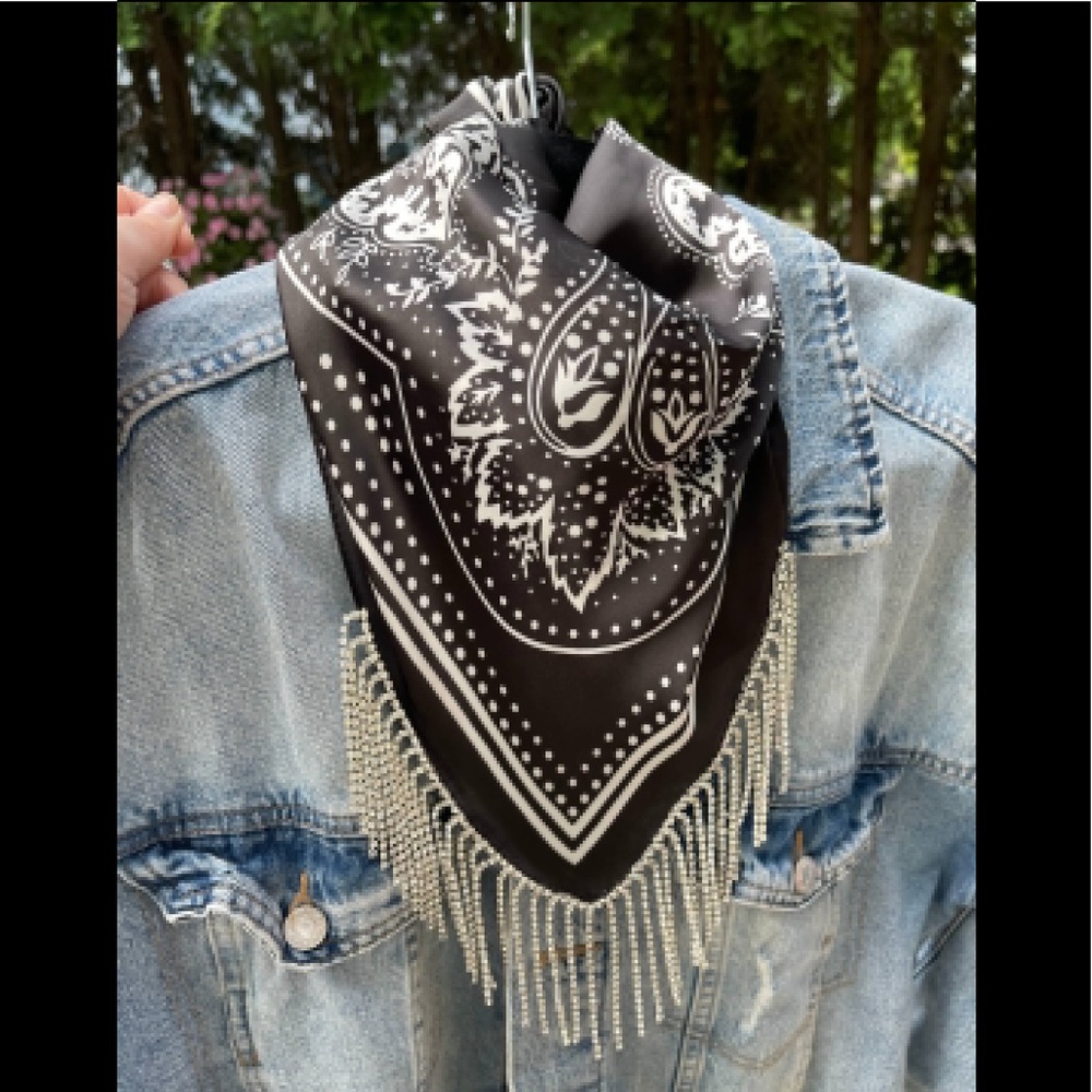 Brand new fringe bejeweled black bandana